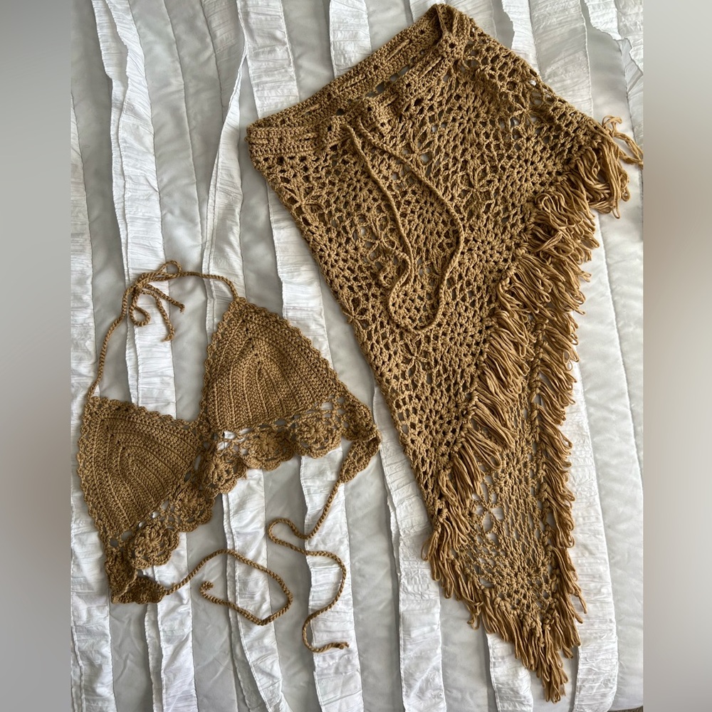 beach bunny swim tan cover up; size S